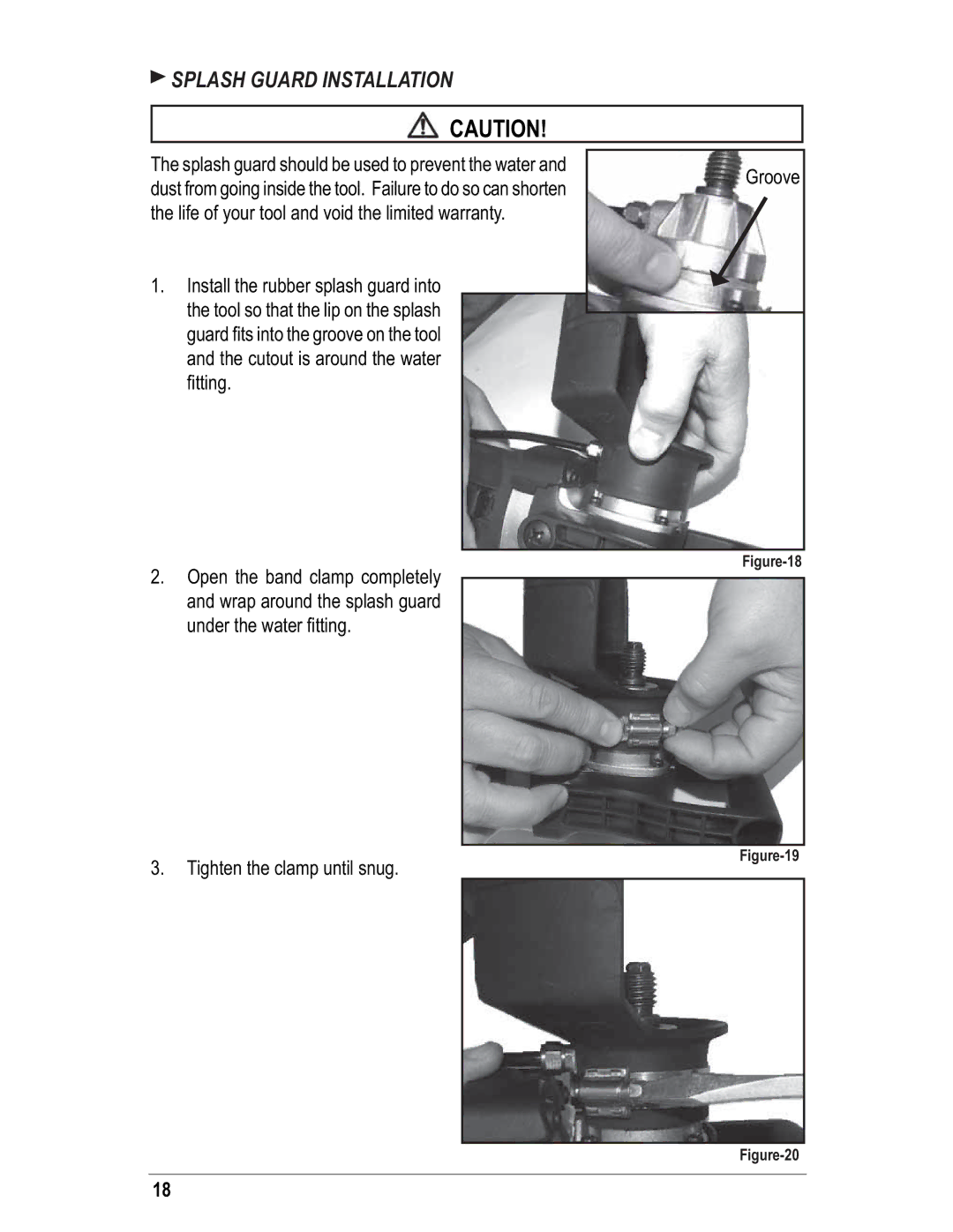 Alpha Tool.Com.HK Limited VSP-230 instruction manual Splash Guard Installation 