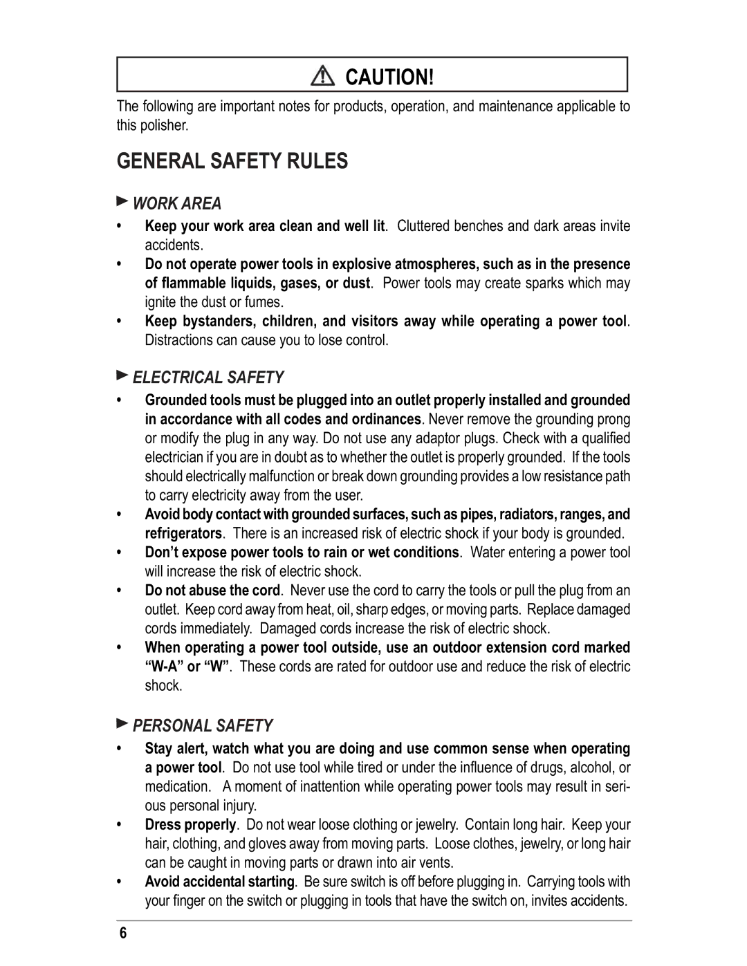 Alpha Tool.Com.HK Limited VSP-230 instruction manual General Safety Rules, Work Area, Electrical Safety, Personal Safety 