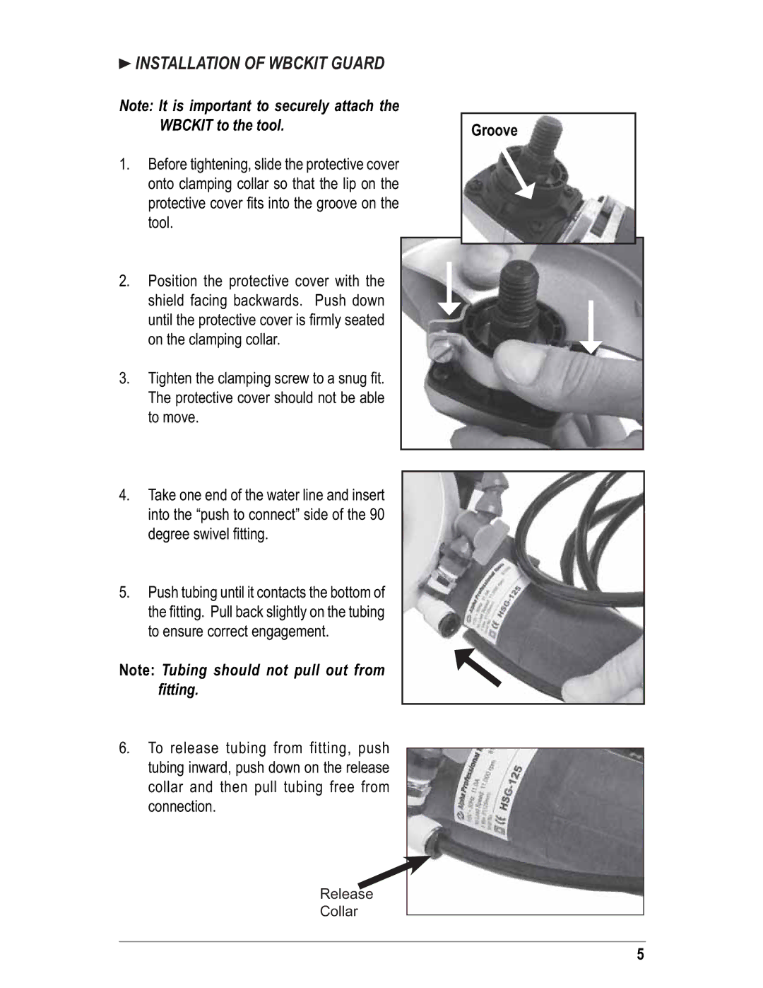 Alpha Tool.Com.HK Limited WBCKIT instruction manual Installation of Wbckit Guard 