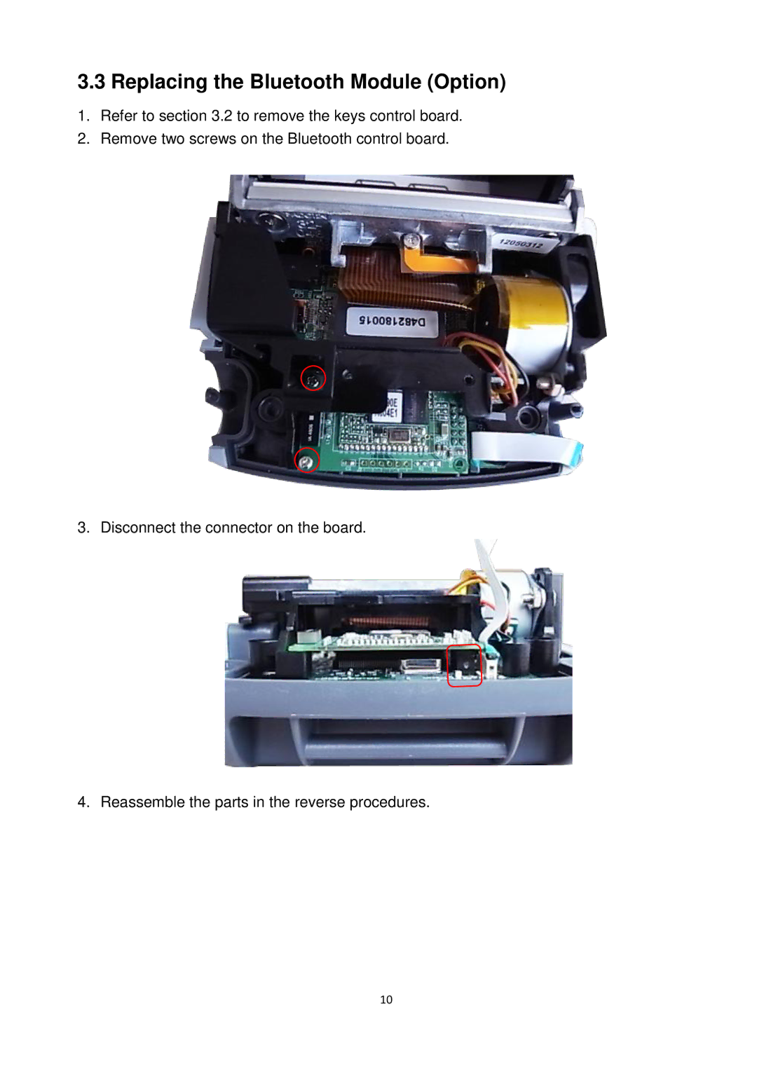 Alpha Vision Tech Alpha-3R service manual Replacing the Bluetooth Module Option 