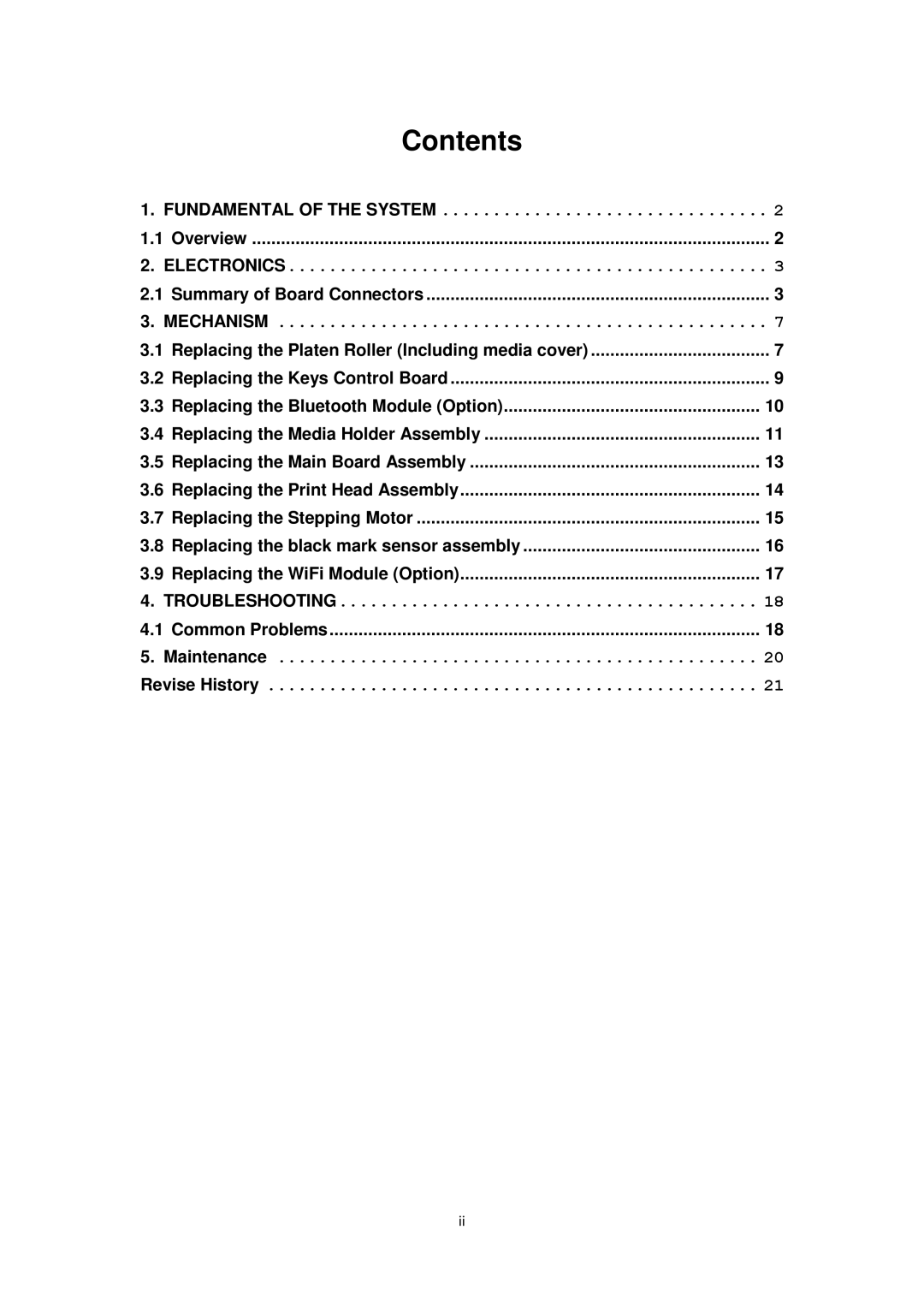 Alpha Vision Tech Alpha-3R service manual Contents 