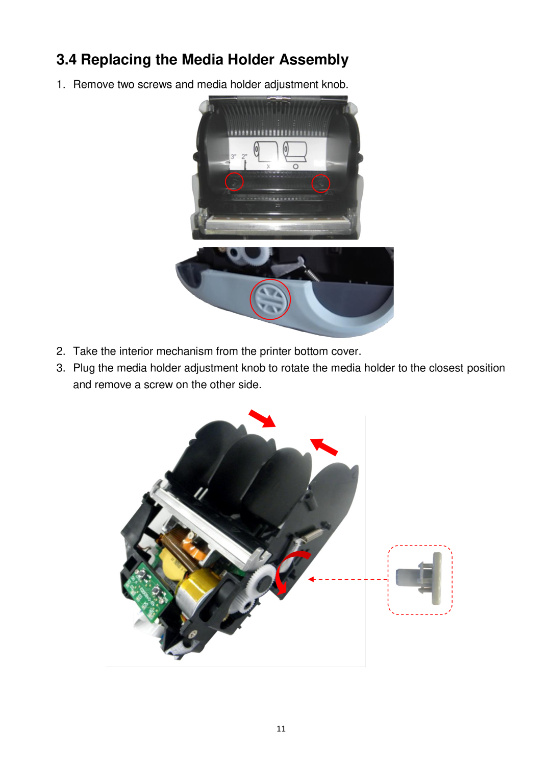 Alpha Vision Tech Alpha-3R service manual Replacing the Media Holder Assembly 
