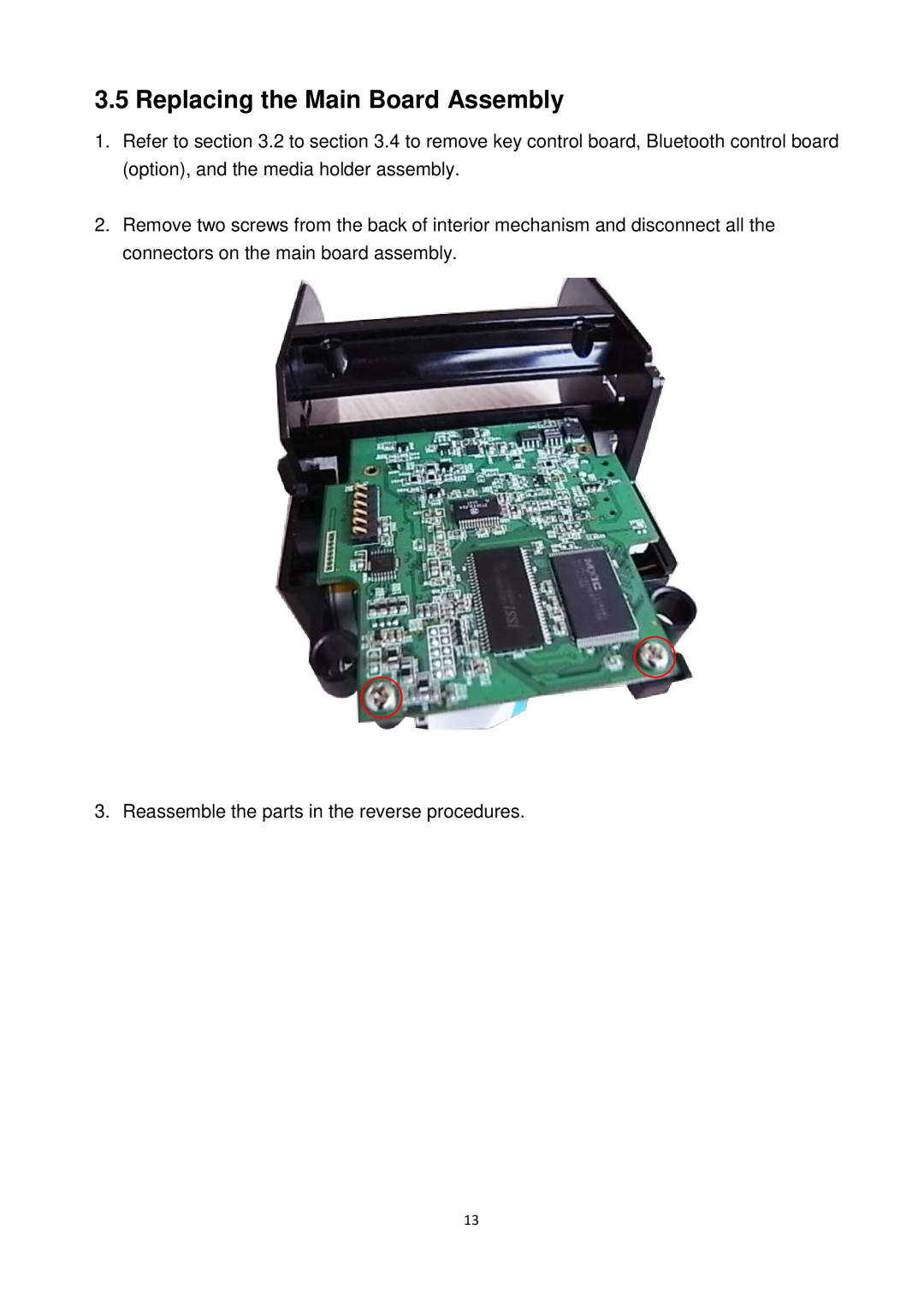 Alpha Vision Tech Alpha-3R service manual Replacing the Main Board Assembly 