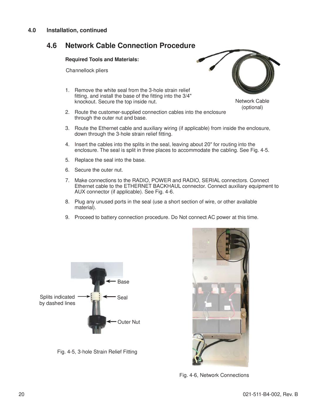 Alpha Vision Tech MPS48-7M technical manual Network Cable Connection Procedure, hole Strain Relief Fitting 