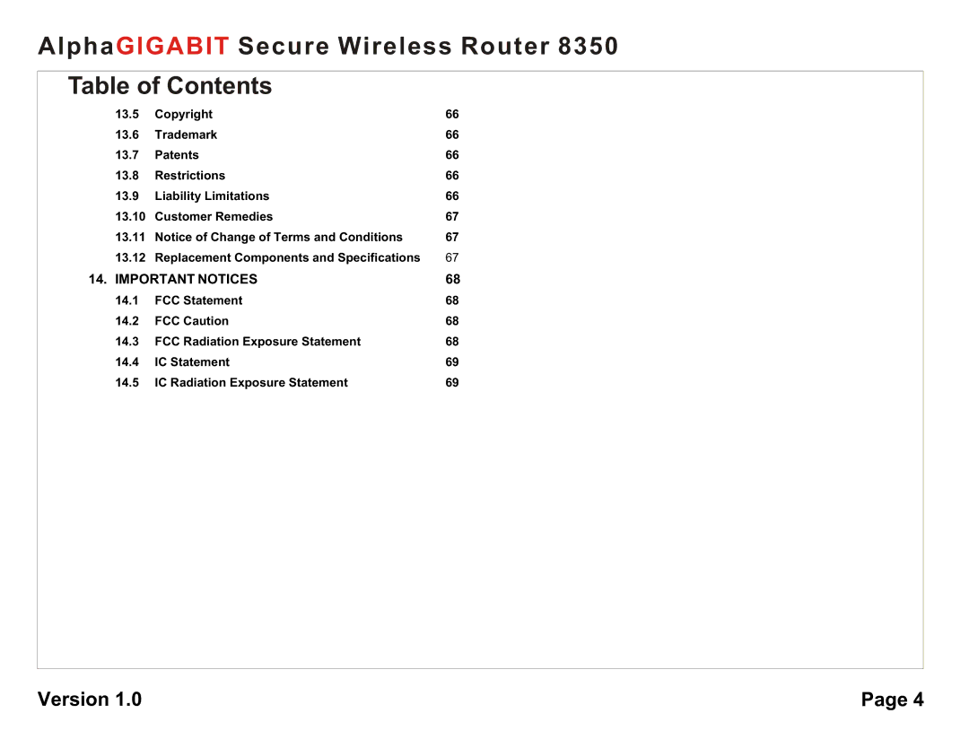 AlphaShield 8350 user manual Important Notices 