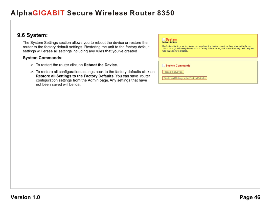 AlphaShield 8350 user manual System Commands 