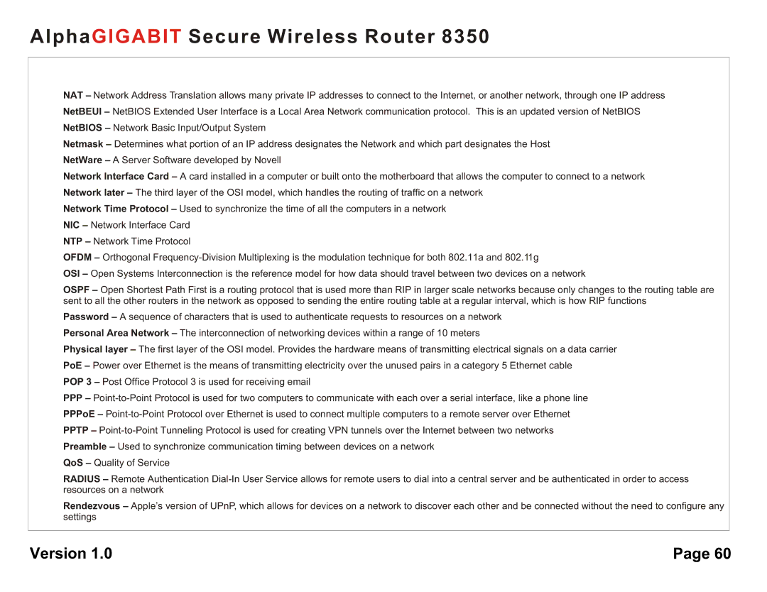 AlphaShield 8350 user manual AlphaGIGABIT Secure Wireless Router 