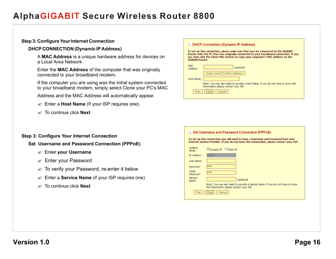 AlphaShield 8800 user manual AlphaGIGABIT Secure Wireless Router 