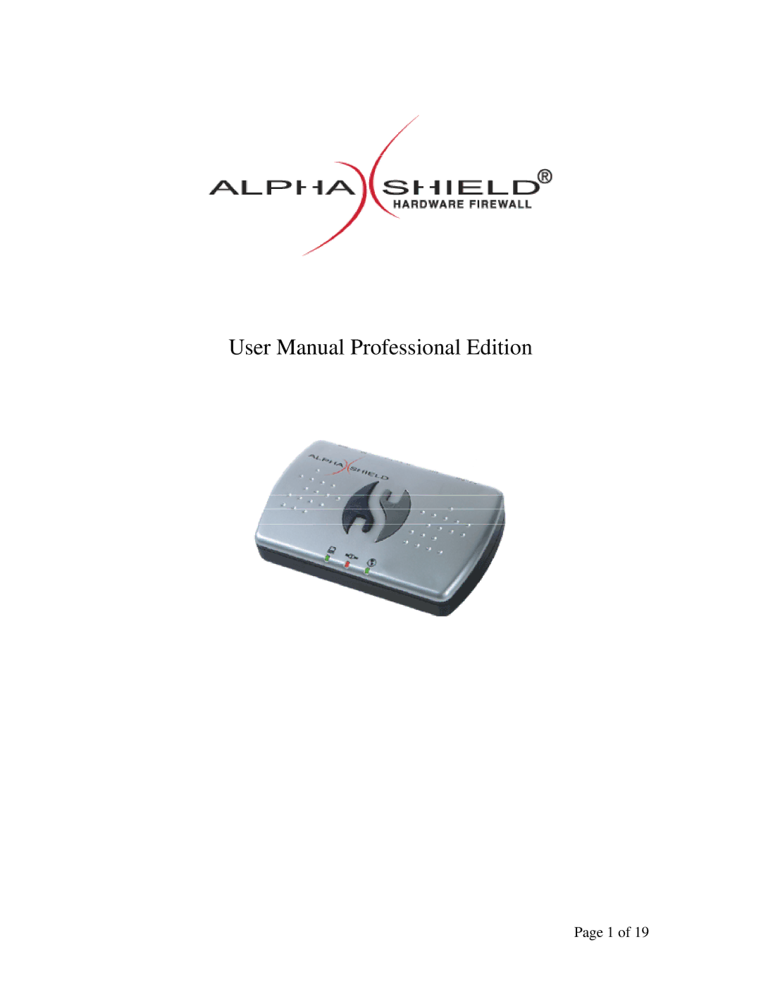 AlphaShield FIREWALL user manual 