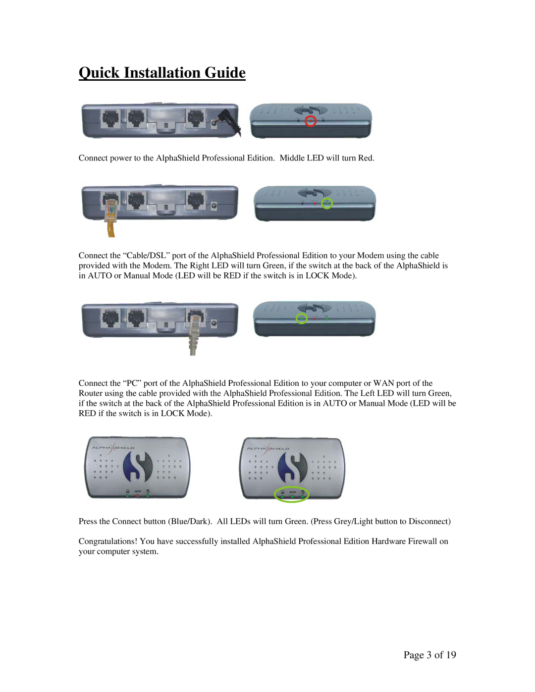 AlphaShield FIREWALL user manual Quick Installation Guide 