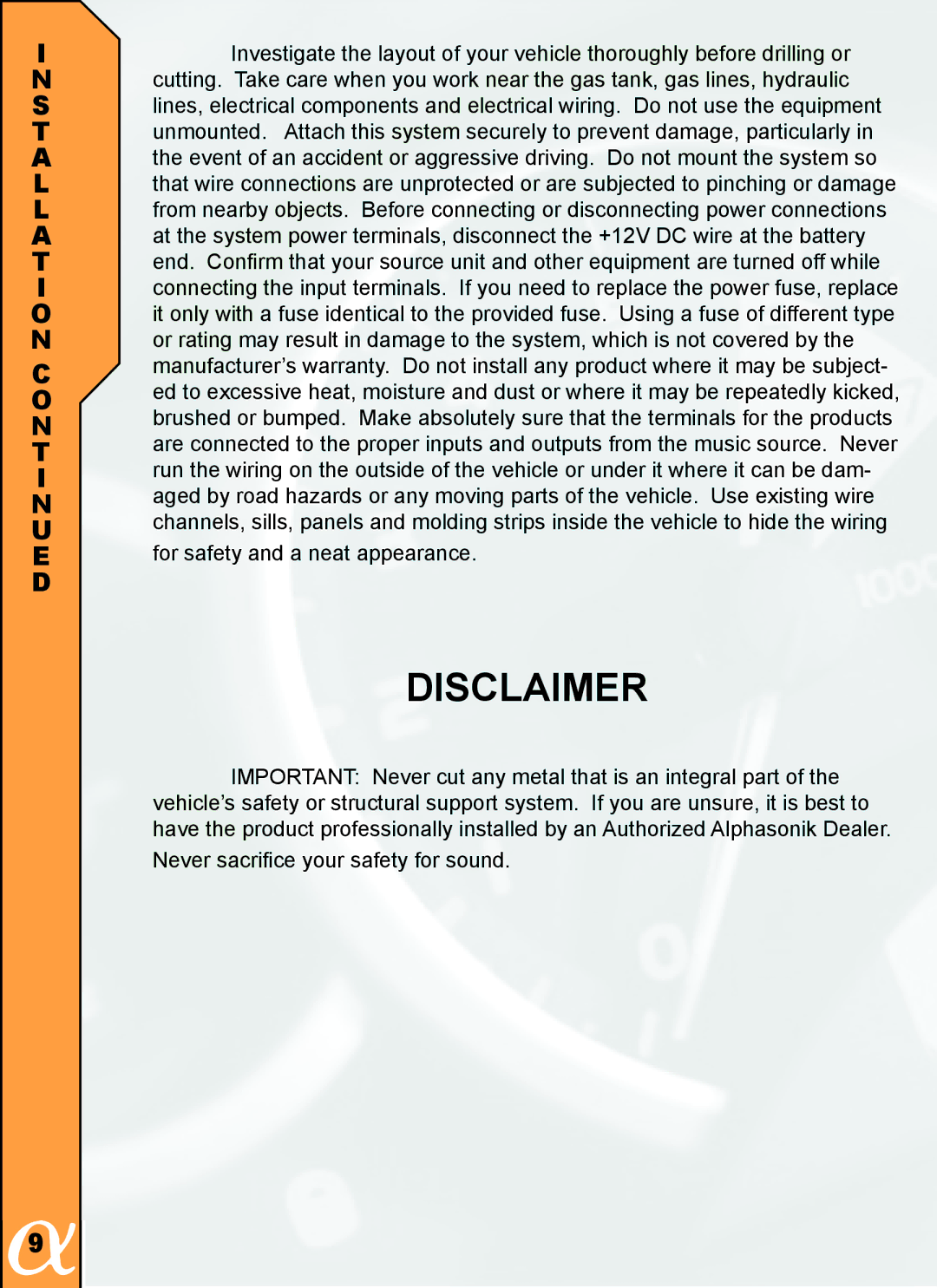 Alphasonik PBAT10E owner manual Disclaimer 