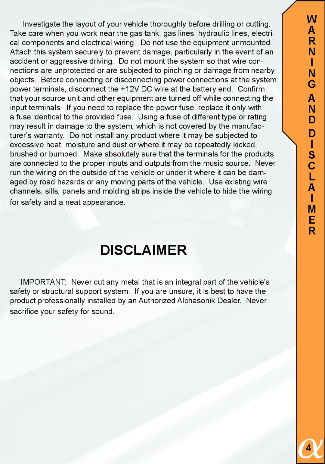 Alphasonik PCP15LDE owner manual Disclaimer 