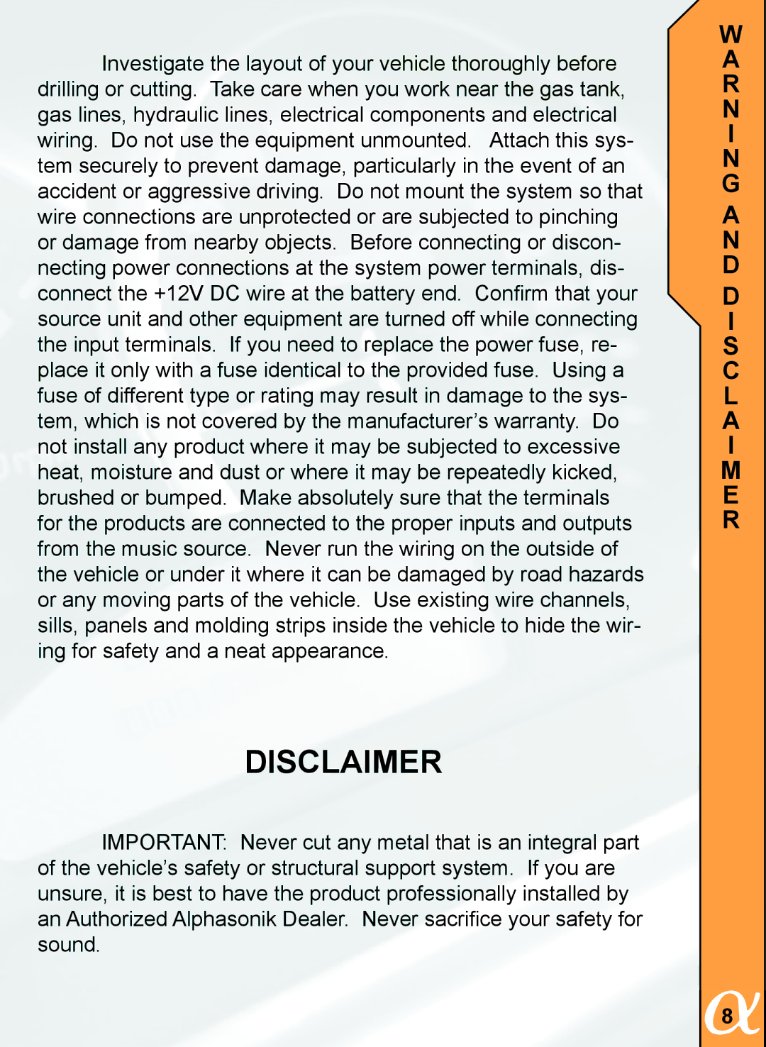 Alphasonik PEQ70E owner manual Disclaimer 