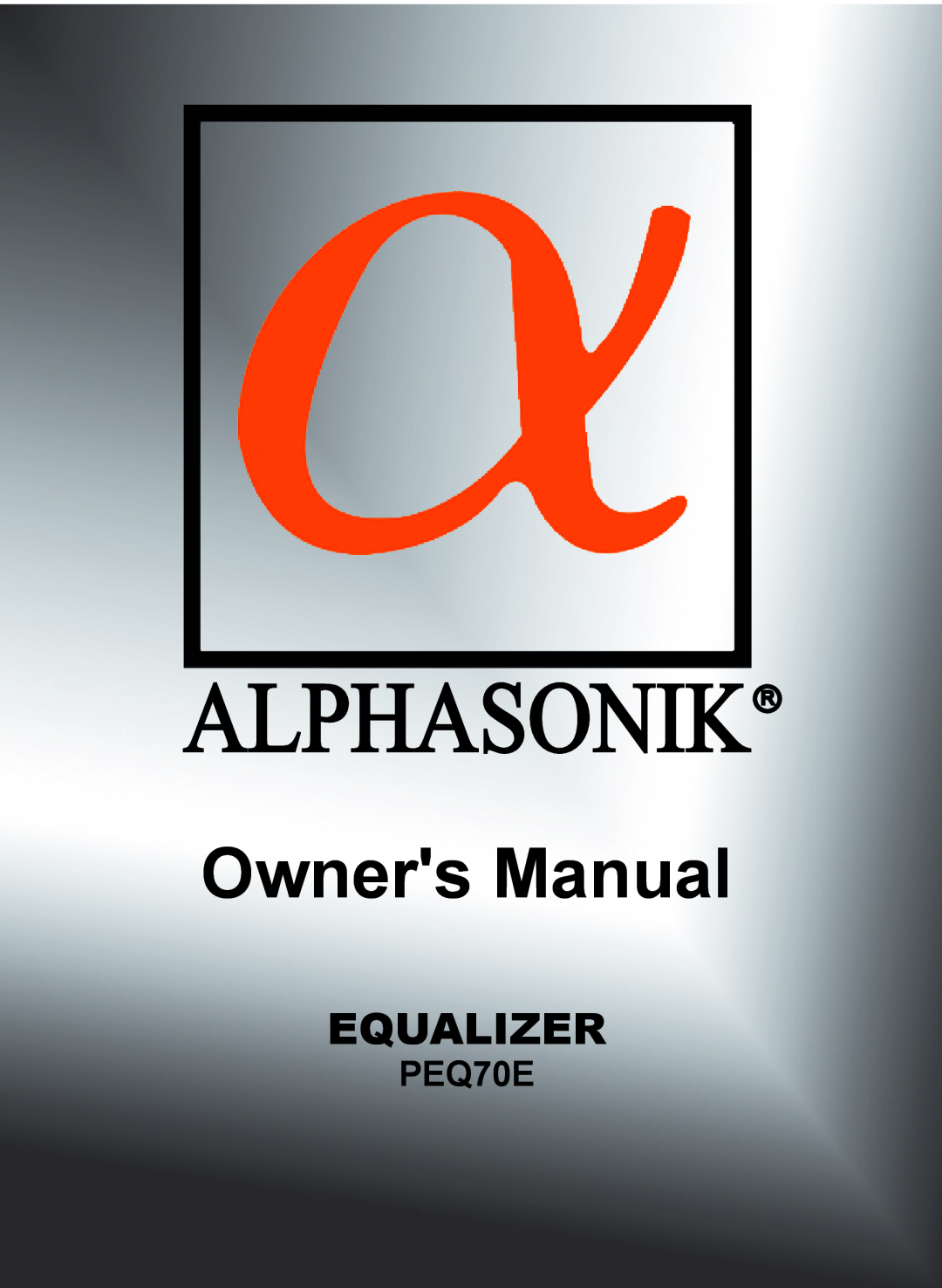 Alphasonik PEQ70E owner manual Alphasonikr, Equalizer 