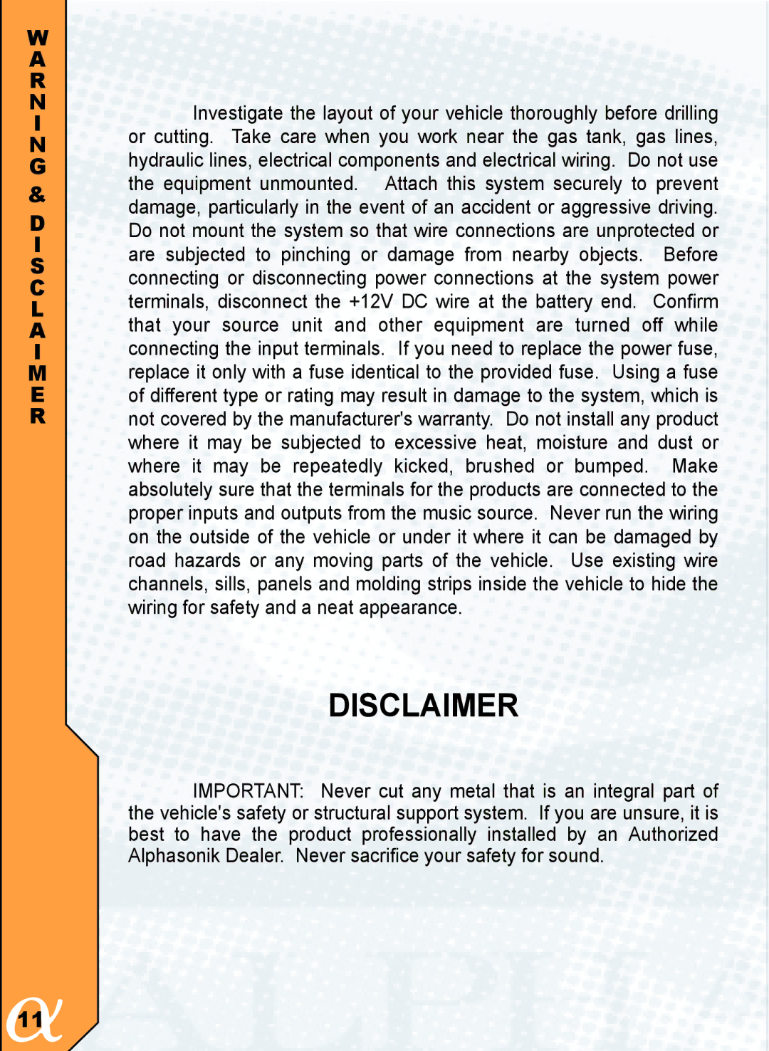 Alphasonik PFZ400E, PFZ693E, PFZ692E, PFZ460E, PFZ680E, PFZ325E, PFZ410E, PFZ652E, PFZ525E owner manual Disclaimer 