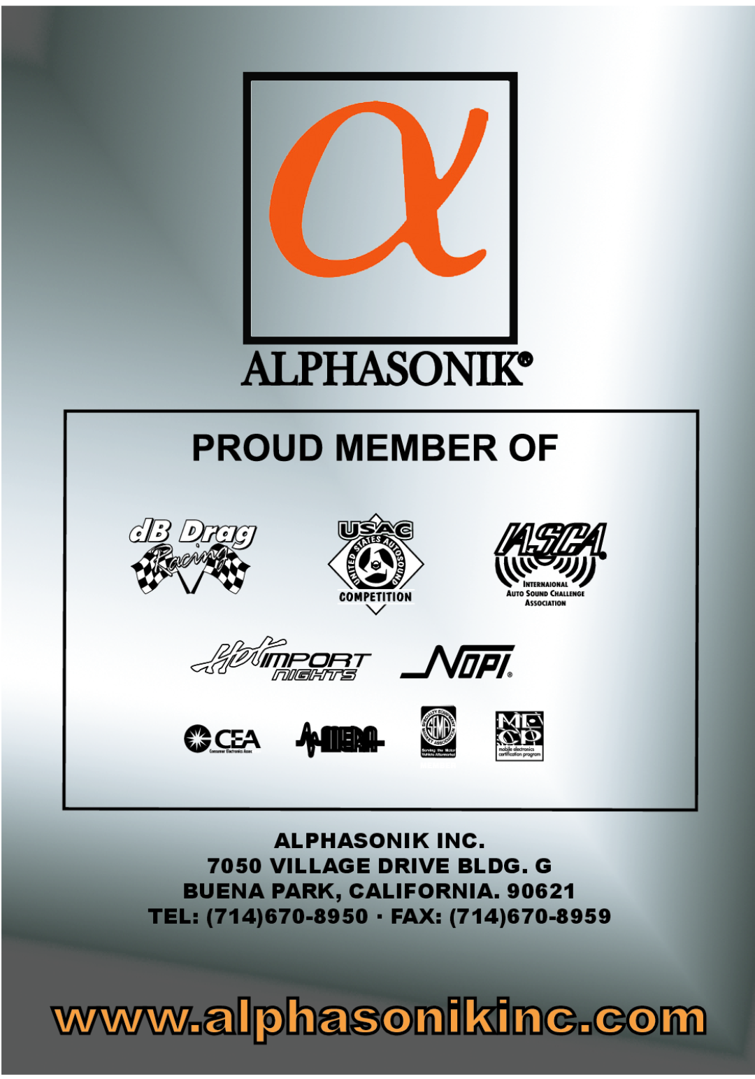 Alphasonik PLD40E owner manual ALPHASONIK INC 7050 VILLAGE DRIVE BLDG. G BUENA PARK, CALIFORNIA, TEL 714670-8950 · FAX 