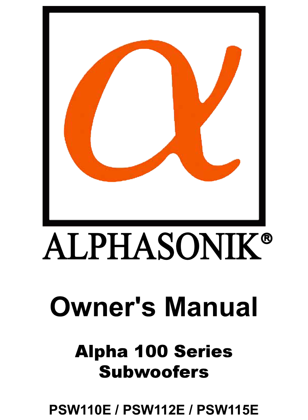 Alphasonik PSW110E, PSW112E, PSW115E owner manual Alphasonikr 