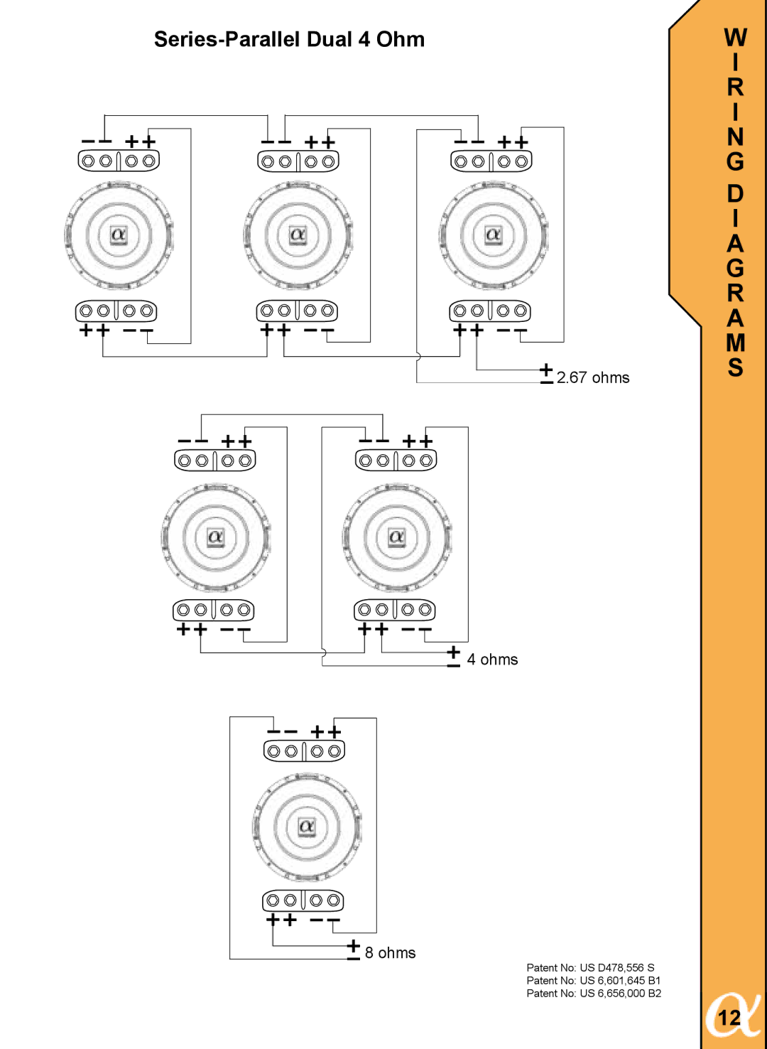 Alphasonik PSW110E, PSW112E, PSW115E owner manual Series-Parallel Dual 4 Ohm 