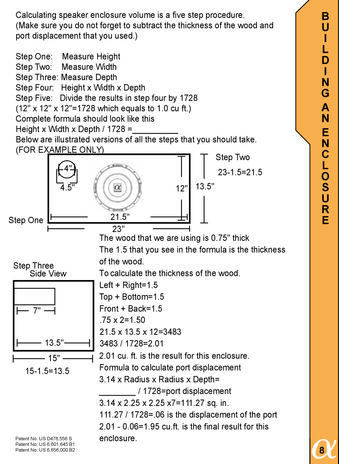 Alphasonik PSW112E, PSW110E, PSW115E owner manual 23-1.5=21.5 