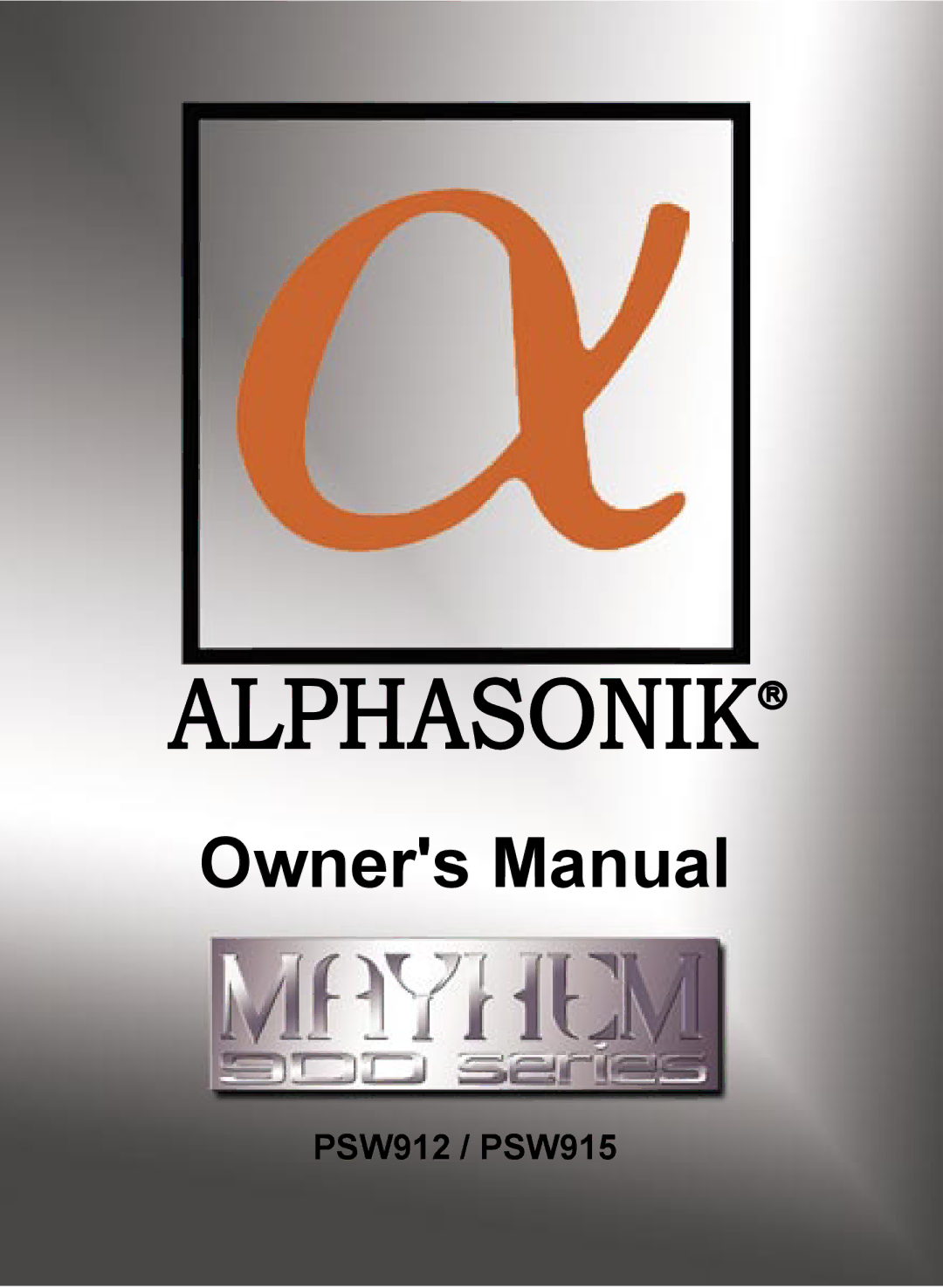 Alphasonik PSW915, PSW912 owner manual Alphasonikr 