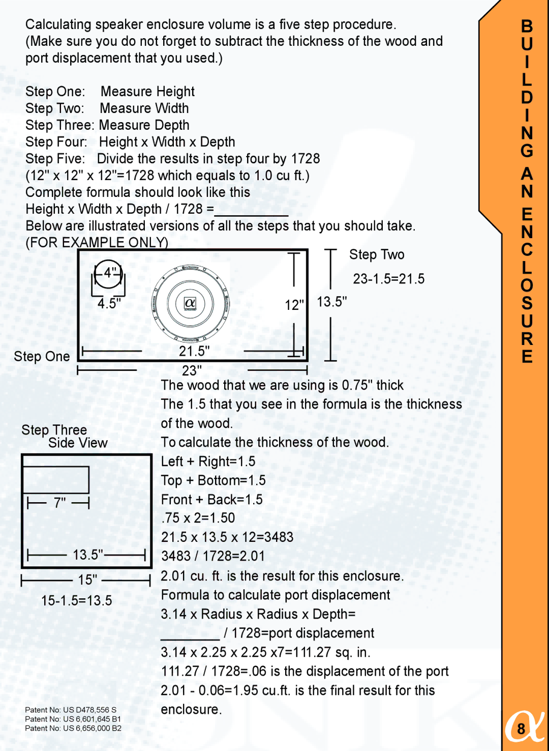 Alphasonik PTZ25SE, PTZ20TE, PTZ25TE owner manual 23-1.5=21.5 