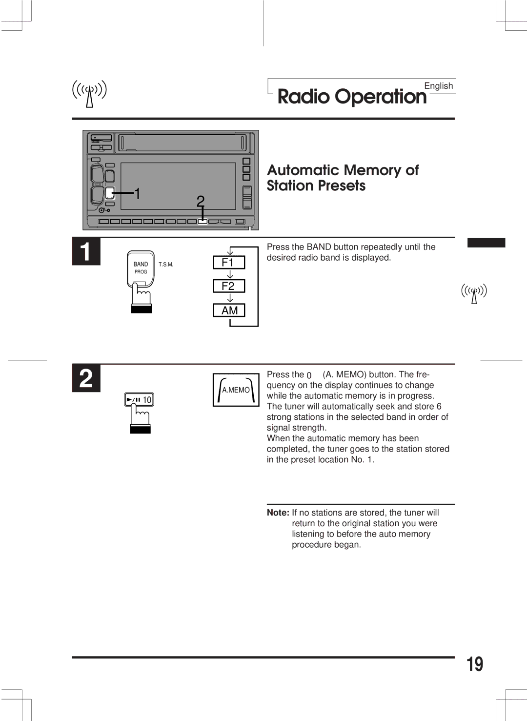 Alpine 3DA-W882E owner manual Automatic Memory, Station Presets 