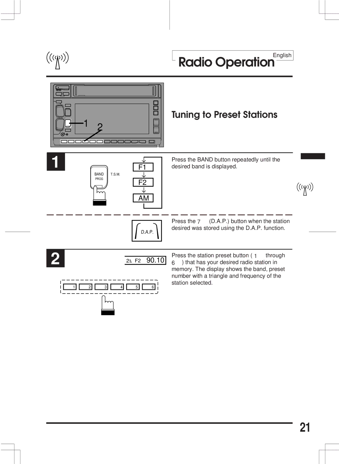 Alpine 3DA-W882E owner manual Tuning to Preset Stations, 90.10 