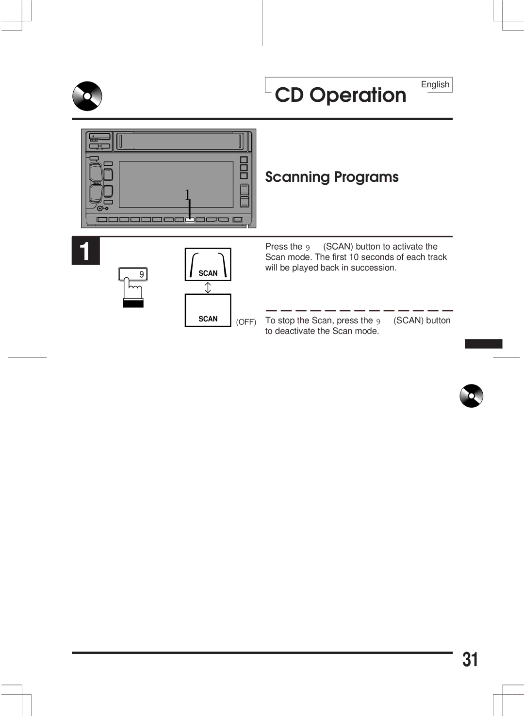 Alpine 3DA-W882E owner manual Scanning Programs 