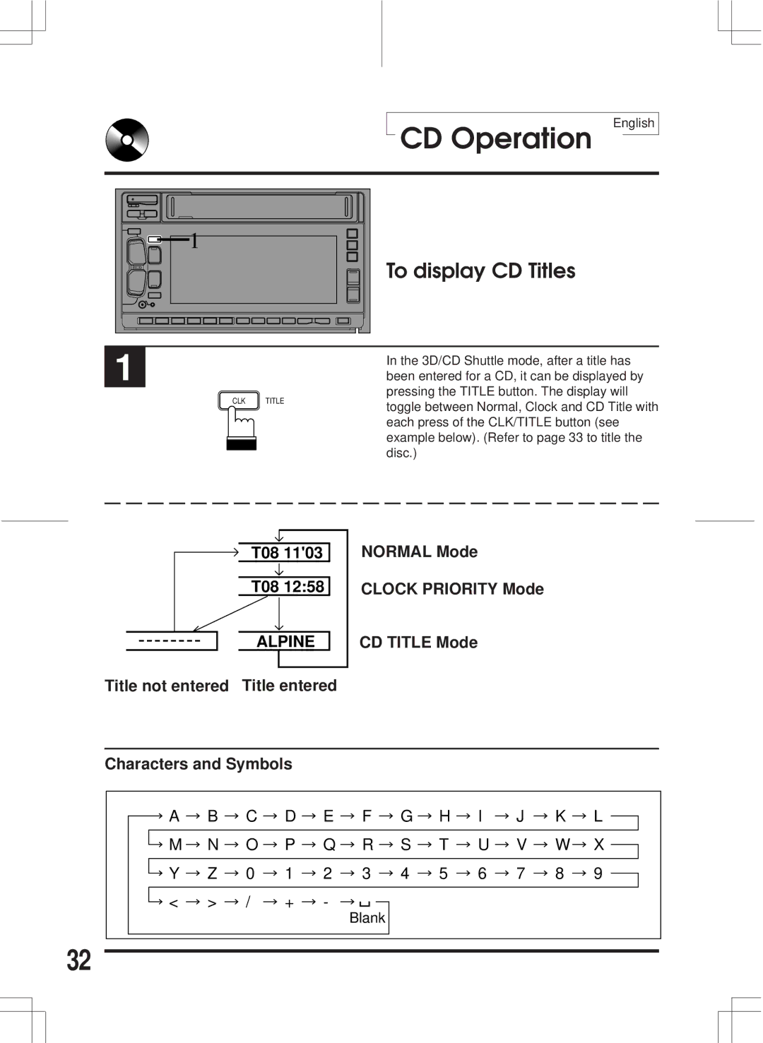 Alpine 3DA-W882E owner manual To display CD Titles, Alpine 