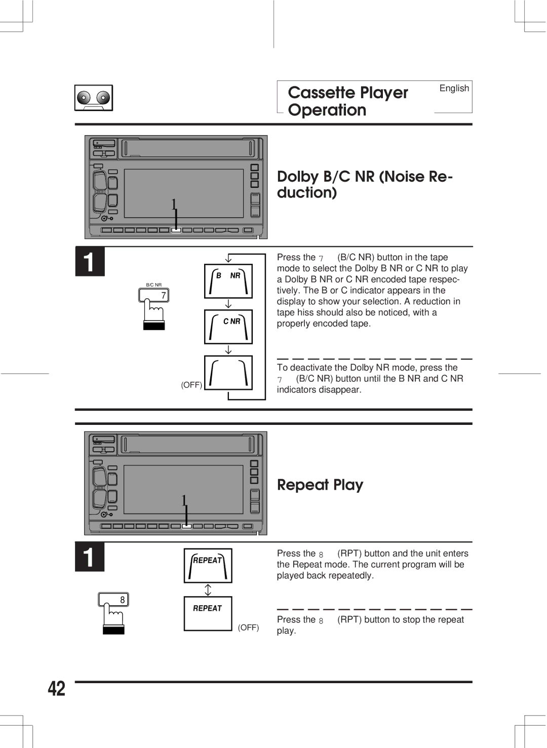 Alpine 3DA-W882E owner manual Dolby B/C NR Noise Re, Duction 