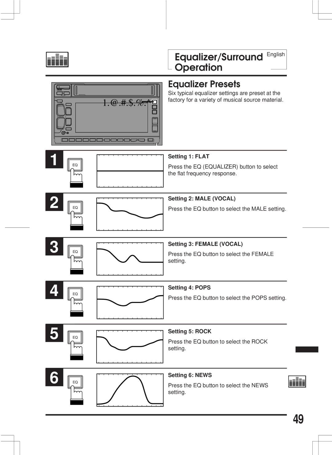 Alpine 3DA-W882E owner manual Equalizer Presets 