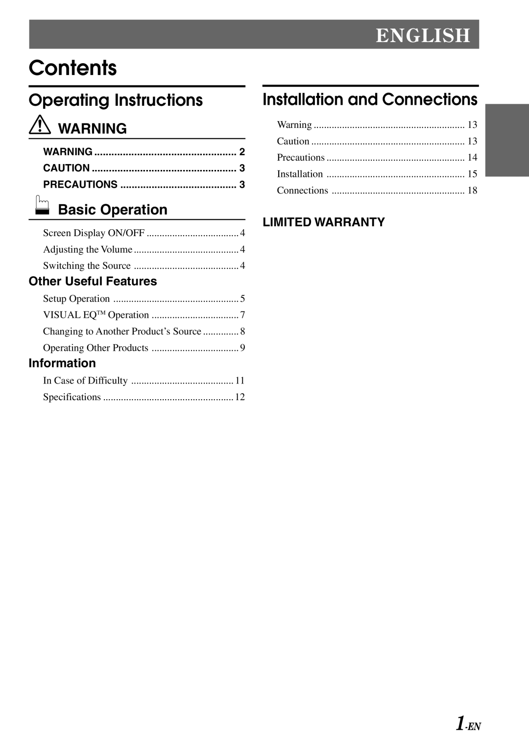 Alpine 68-00493Z15-B, NVE-N852A, VPE-S431 owner manual Contents 