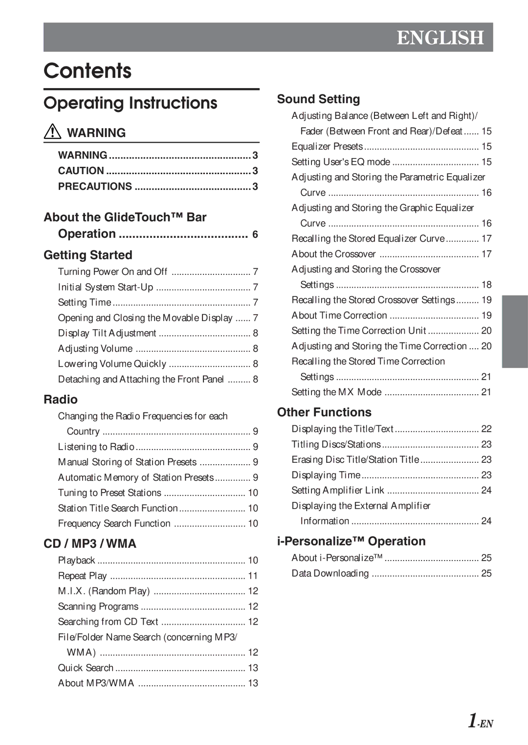 Alpine 68-04123Z09-A owner manual Contents 