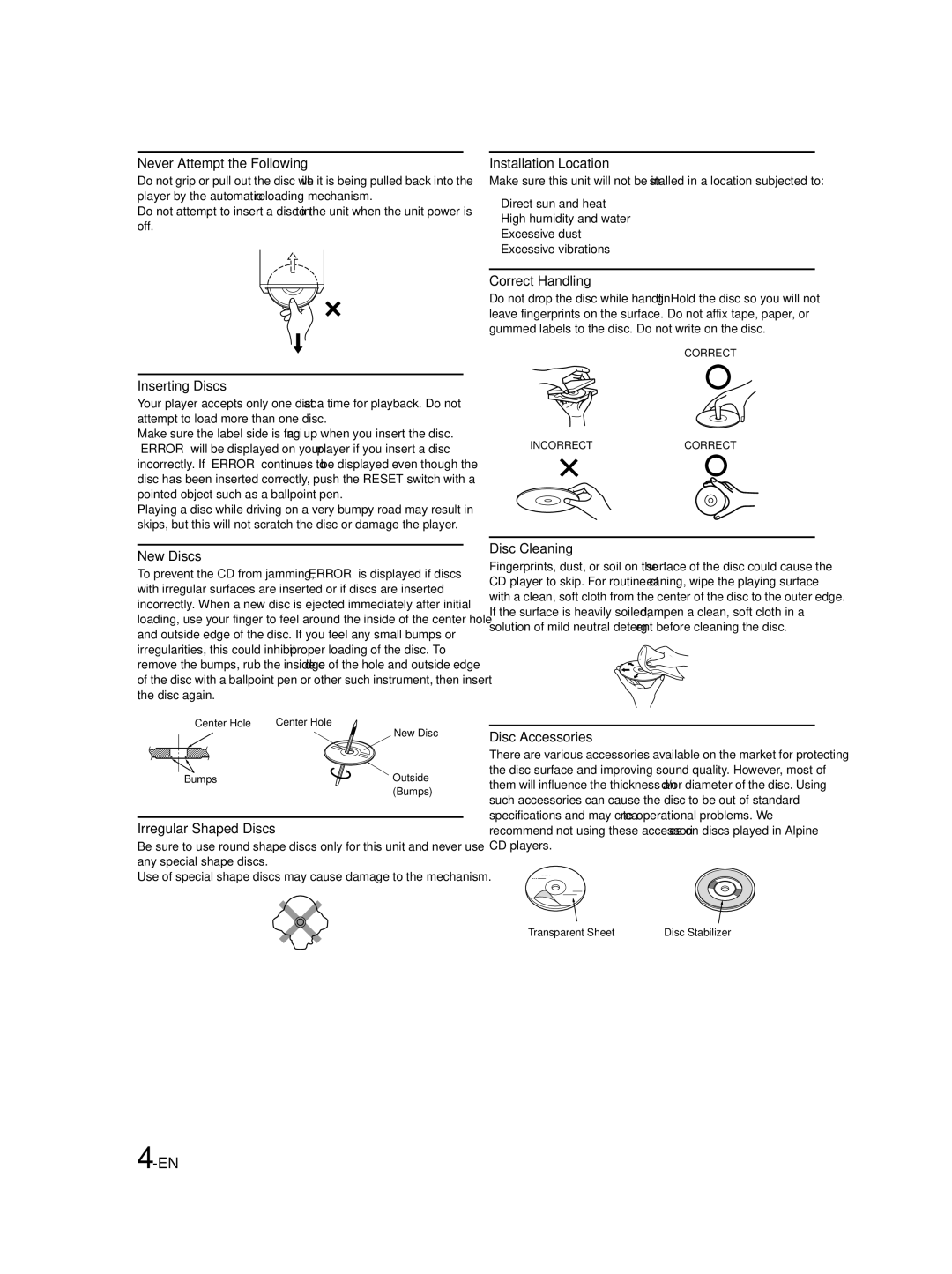 Alpine 68-14470Z98-A owner manual Never Attempt the Following 