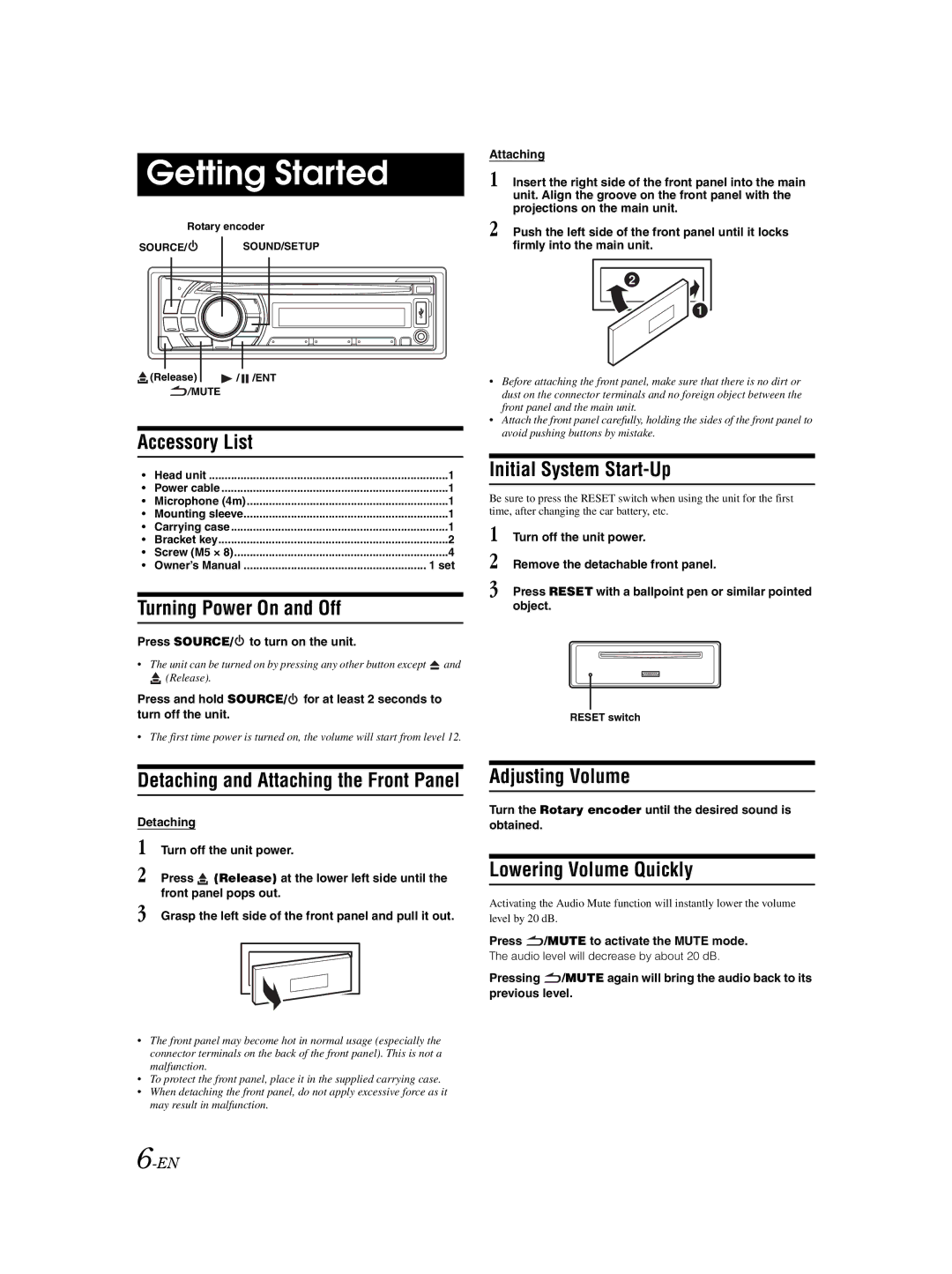 Alpine 68-14470Z98-A owner manual Getting Started 