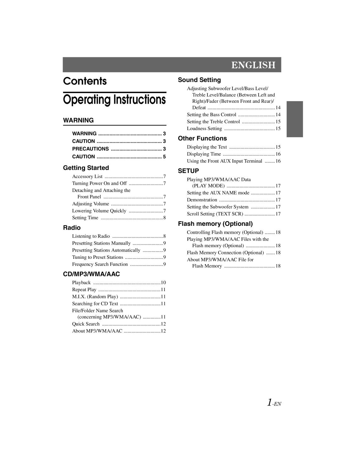 Alpine 68-16909Z79-A, CDE-121 owner manual Operating Instructions 