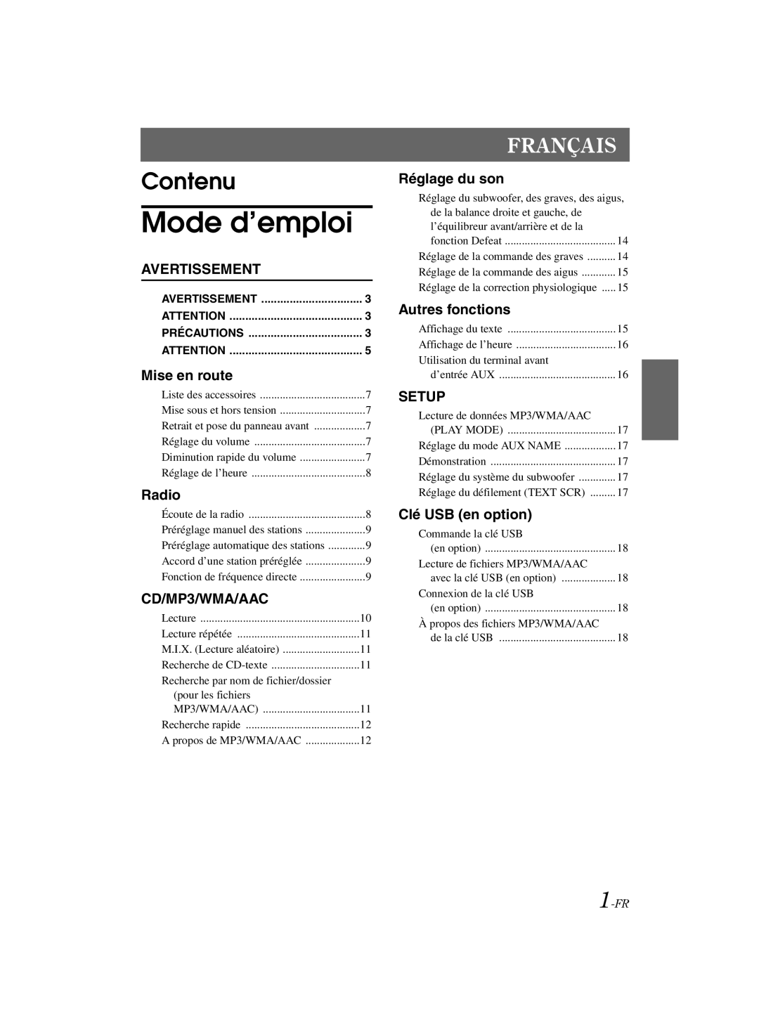 Alpine CDE-121, 68-16909Z79-A owner manual Mode d’emploi 