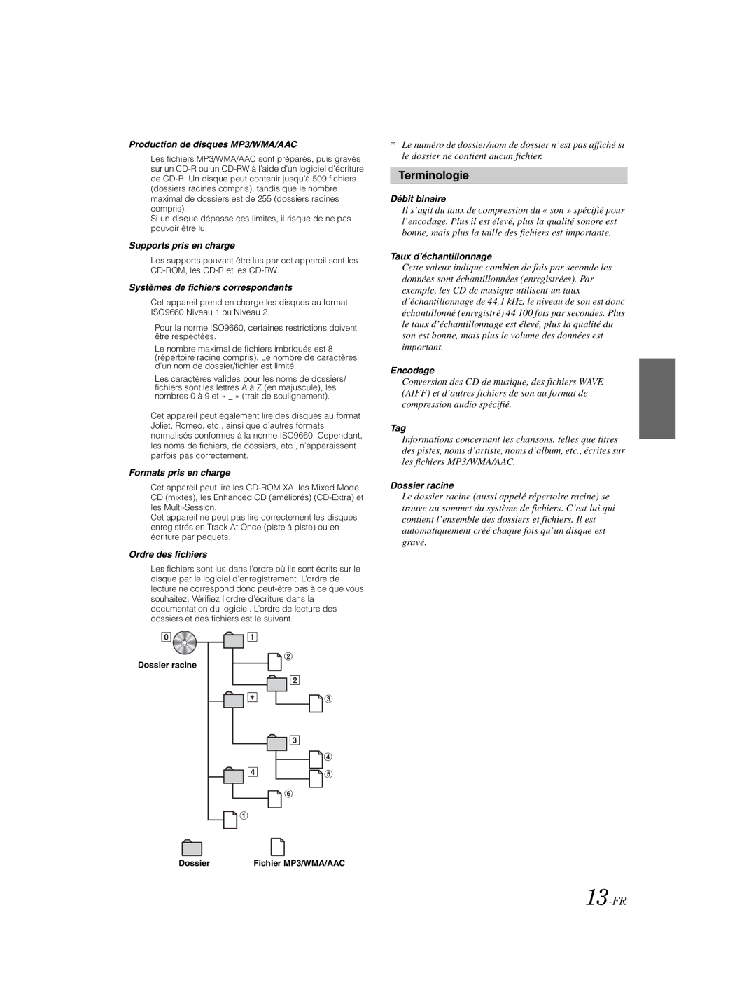 Alpine CDE-121, 68-16909Z79-A owner manual Terminologie, 13-FR 