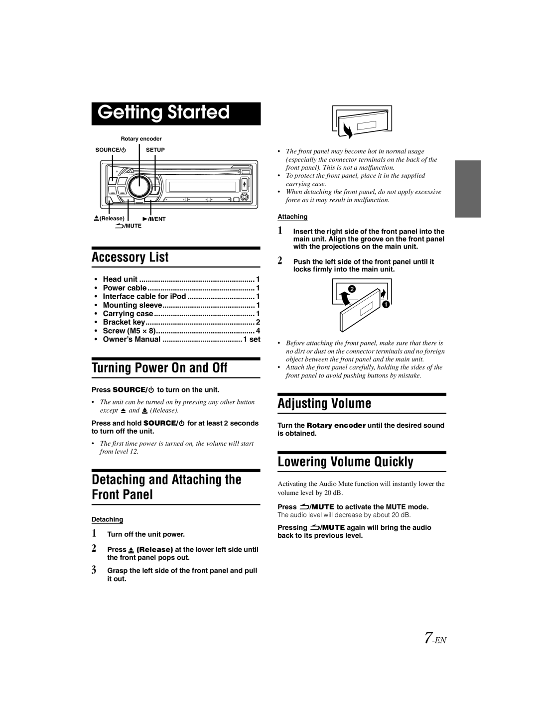 Alpine 68-16909Z79-A, CDE-121 owner manual Getting Started 