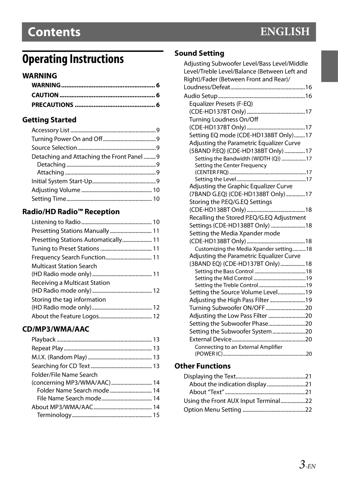 Alpine 68-21627Z10-A owner manual Contents 