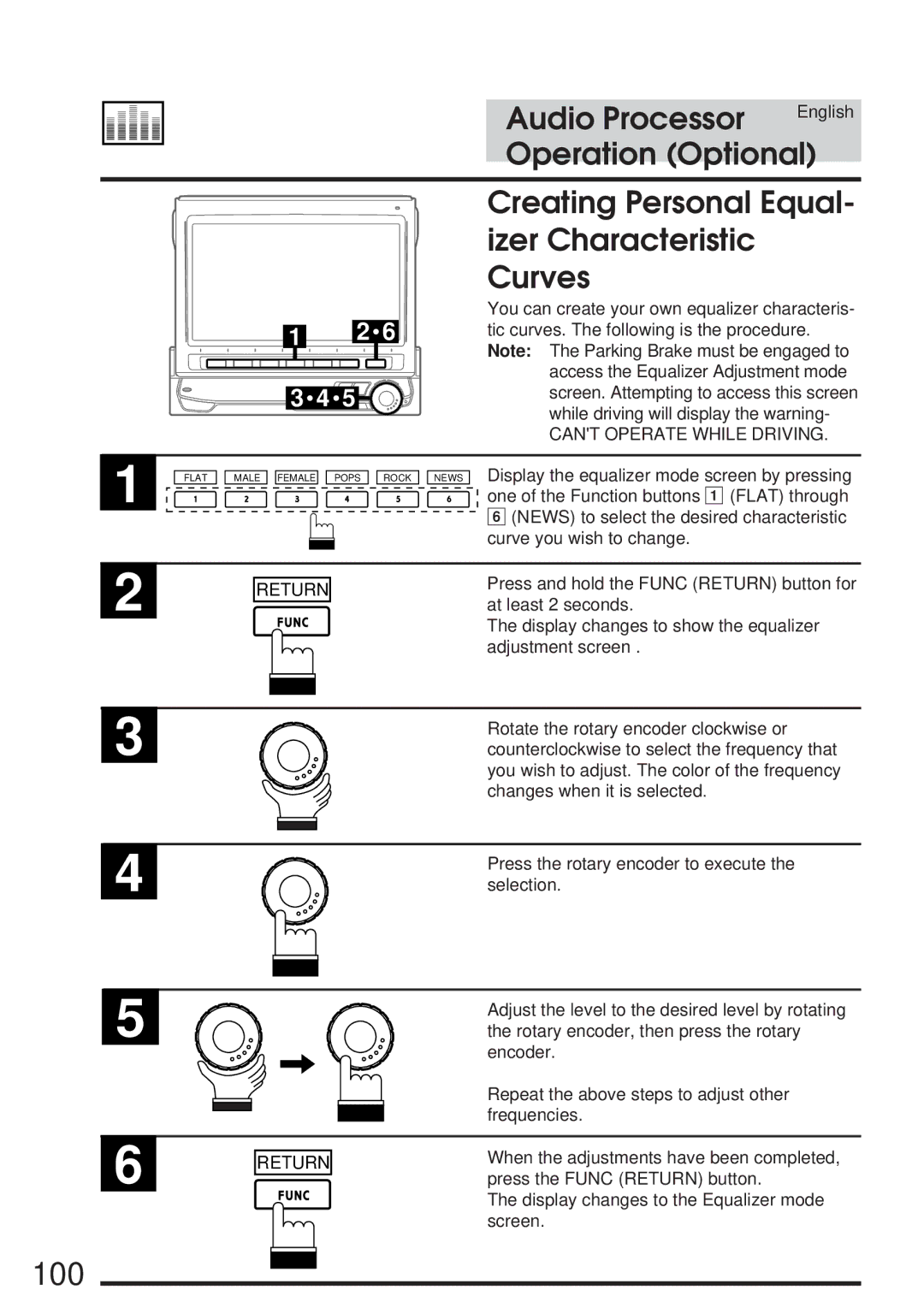 Alpine 68P21523Y62-B owner manual 100, Creating Personal Equal- izer Characteristic Curves 