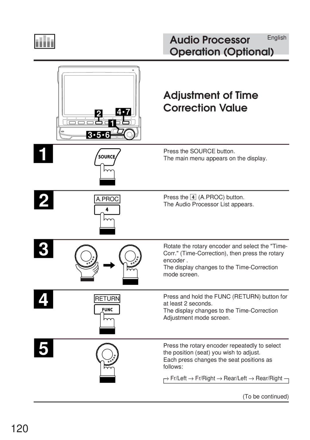 Alpine 68P21523Y62-B owner manual 120, Adjustment of Time Correction Value 