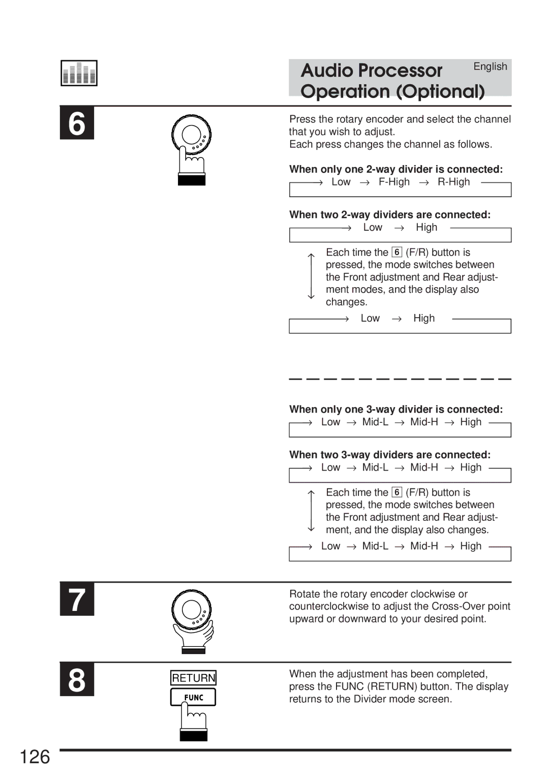 Alpine 68P21523Y62-B owner manual 126, When only one 2-way divider is connected, When two 2-way dividers are connected 