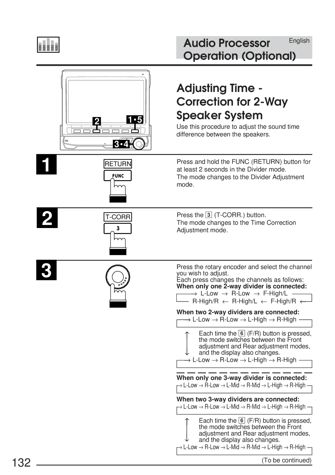 Alpine 68P21523Y62-B owner manual 132, Adjusting Time Correction for 2-Way Speaker System 