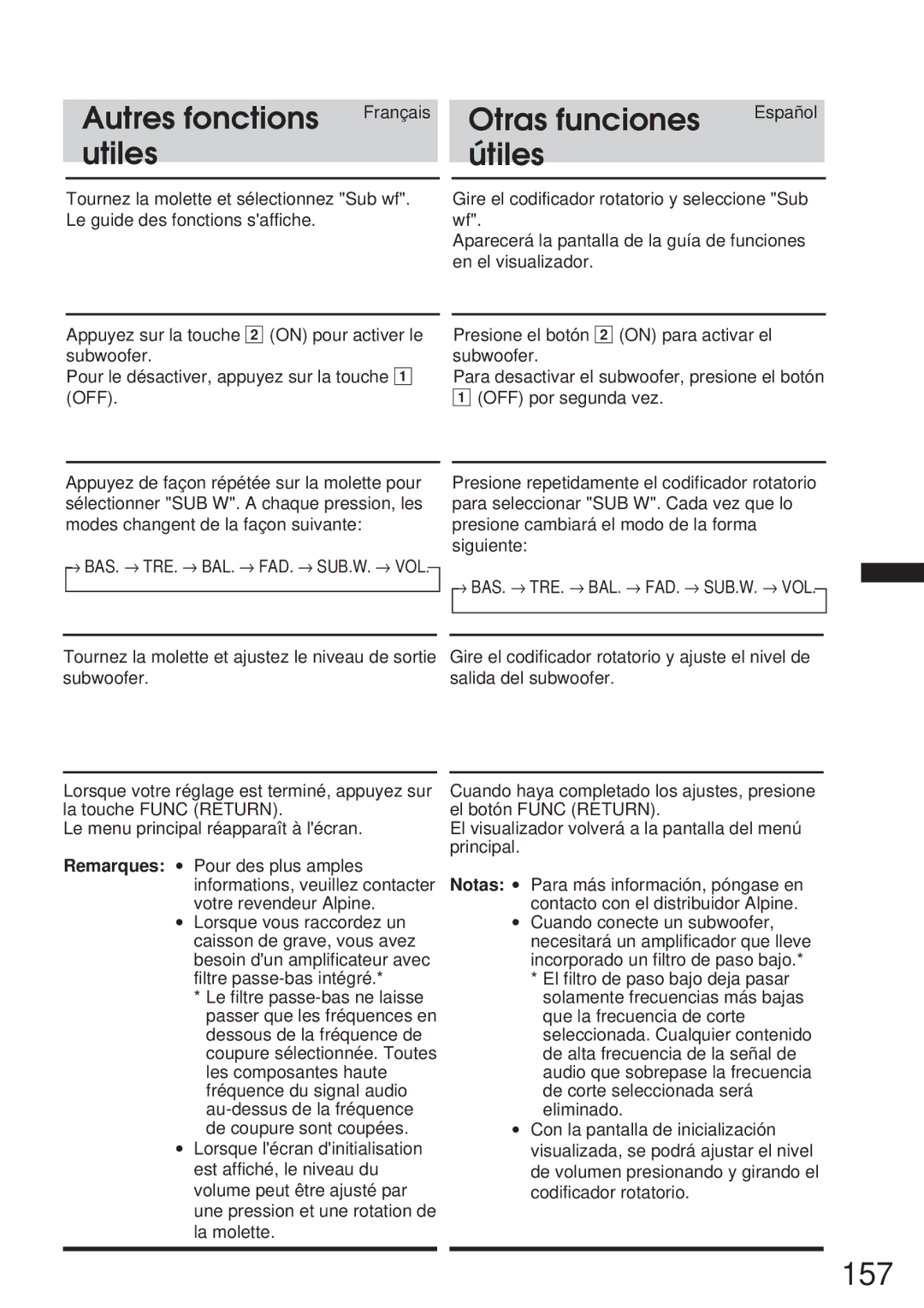 Alpine 68P21523Y62-B owner manual 157, Utiles Útiles 