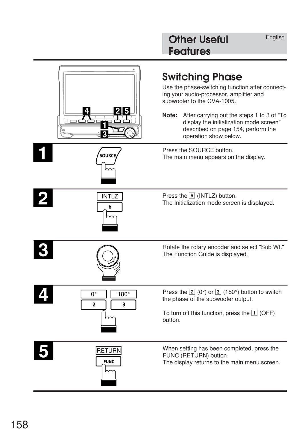 Alpine 68P21523Y62-B owner manual 158, Features Switching Phase 