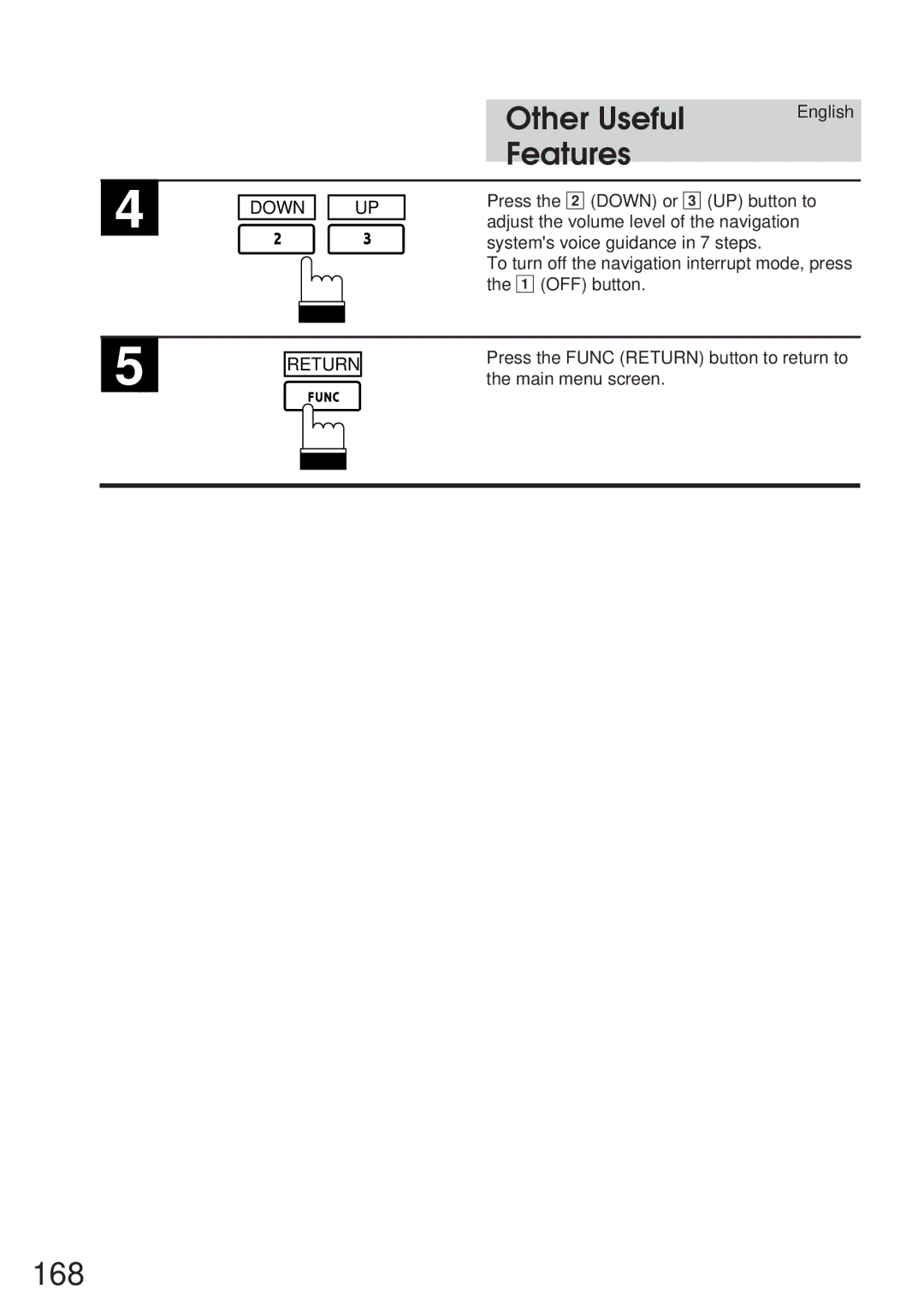 Alpine 68P21523Y62-B owner manual 168, Down 