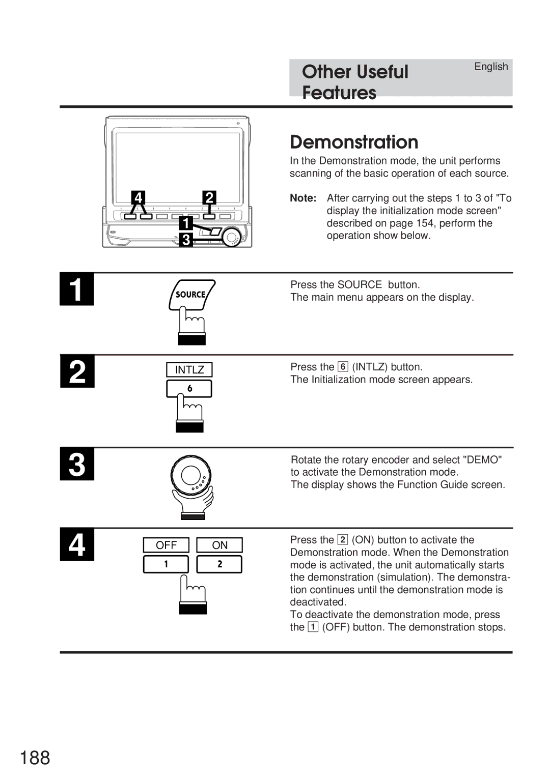 Alpine 68P21523Y62-B owner manual 188, Demonstration 