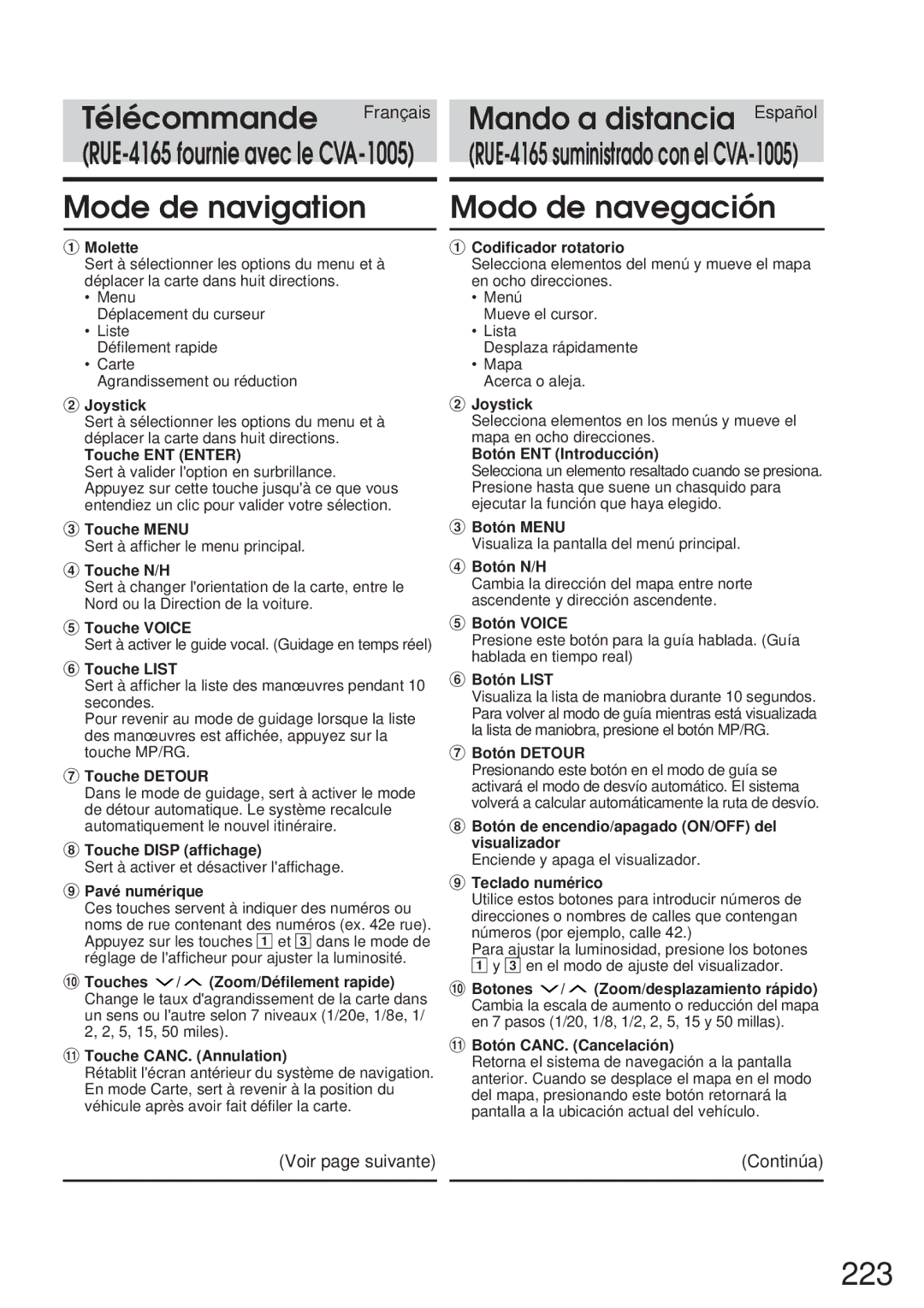 Alpine 68P21523Y62-B owner manual 223, Mode de navigation, Modo de navegación 