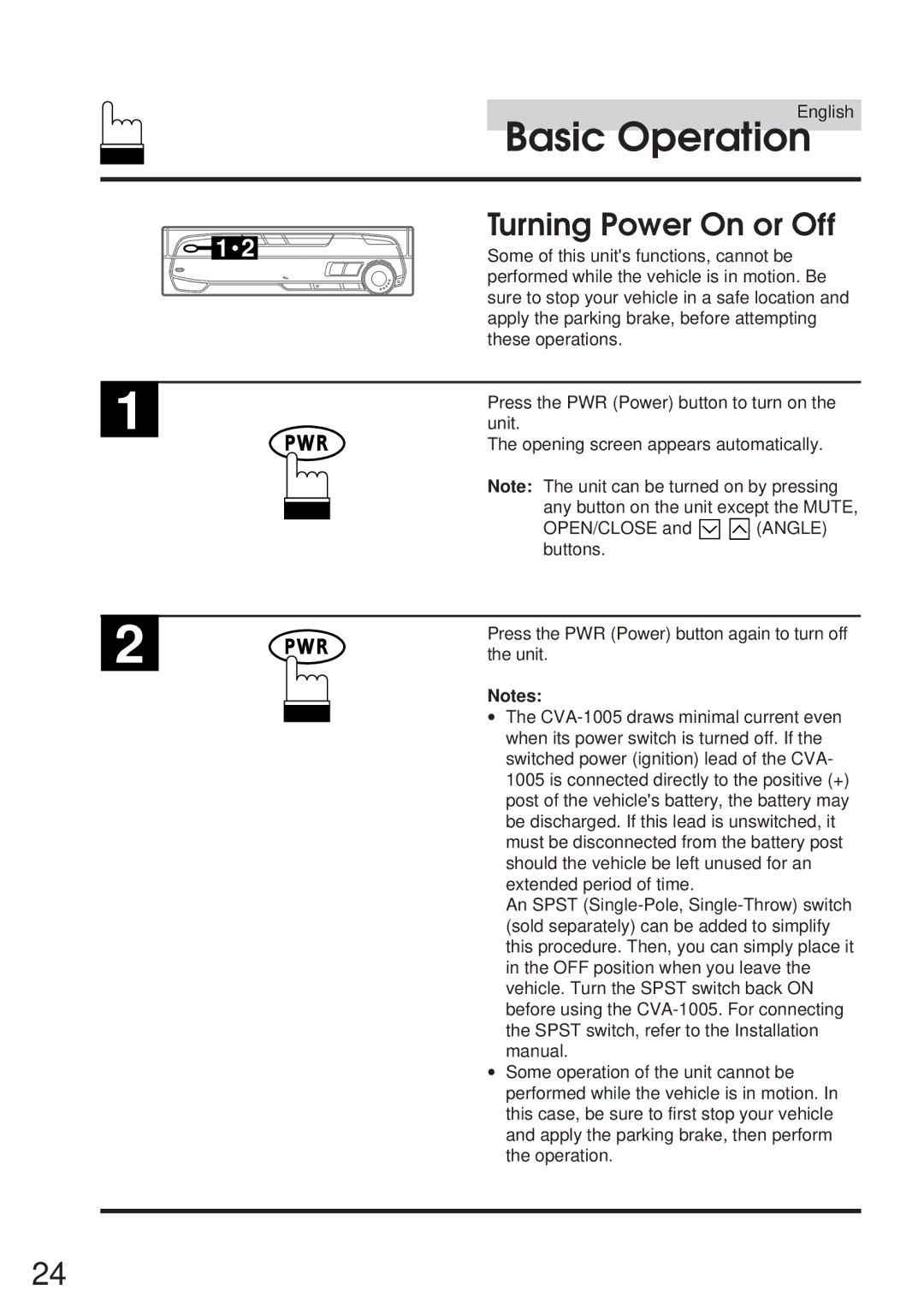 Alpine 68P21523Y62-B owner manual Turning Power On or Off 